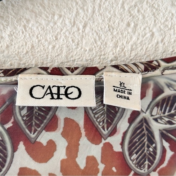 CATO Women XL Butterfly Cheetah V neck Western Blouse Rhinestones stretchy Boho - Picture 7 of 11